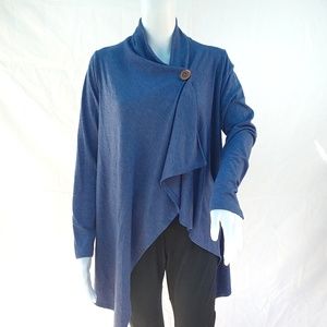Bobeau Women's One Button  Fleece Wrap Cardigan M